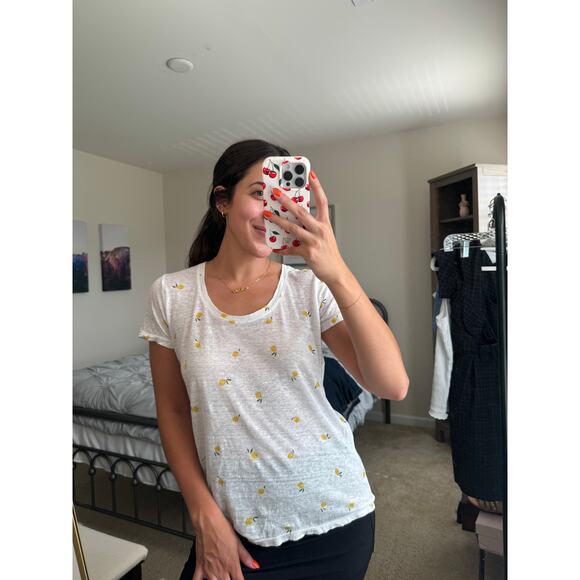 Rails Lemon Print Linen Tee Size XS - Picture 2 of 3